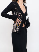 Load image into Gallery viewer, PAOLA FRANI x Made in Italy x Black Patterned Mohair-Blend Cardigan (36)