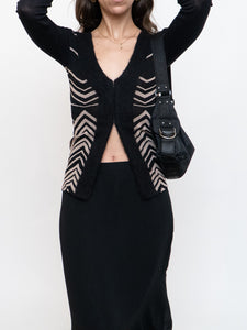 PAOLA FRANI x Made in Italy x Black Patterned Mohair-Blend Cardigan (36)