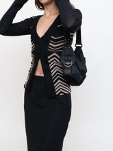 Load image into Gallery viewer, PAOLA FRANI x Made in Italy x Black Patterned Mohair-Blend Cardigan (36)