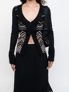 PAOLA FRANI x Made in Italy x Black Patterned Mohair-Blend Cardigan (36)