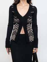 Load image into Gallery viewer, PAOLA FRANI x Made in Italy x Black Patterned Mohair-Blend Cardigan (36)