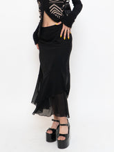 Load image into Gallery viewer, Vintage x Black Silk-Feel Flowy Skirt (XS-M)