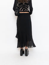 Load image into Gallery viewer, Vintage x Black Silk-Feel Flowy Skirt (XS-M)