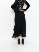 Load image into Gallery viewer, Vintage x Black Silk-Feel Flowy Skirt (XS-M)