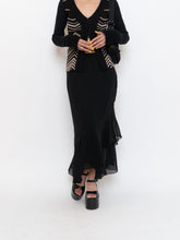 Load image into Gallery viewer, Vintage x Black Silk-Feel Flowy Skirt (XS-M)
