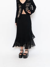Load image into Gallery viewer, Vintage x Black Silk-Feel Flowy Skirt (XS-M)