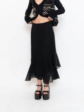 Load image into Gallery viewer, Vintage x Black Silk-Feel Flowy Skirt (XS-M)