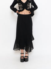 Load image into Gallery viewer, Vintage x Black Silk-Feel Flowy Skirt (XS-M)