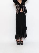 Load image into Gallery viewer, Vintage x Black Silk-Feel Flowy Skirt (XS-M)