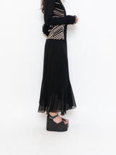 Load image into Gallery viewer, Vintage x Black Silk-Feel Flowy Skirt (XS-M)