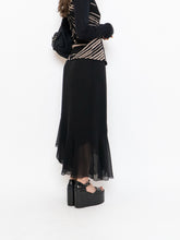 Load image into Gallery viewer, Vintage x Black Silk-Feel Flowy Skirt (XS-M)