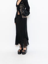 Load image into Gallery viewer, Vintage x Black Silk-Feel Flowy Skirt (XS-M)
