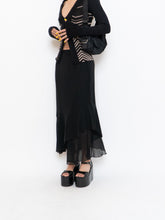Load image into Gallery viewer, Vintage x Black Silk-Feel Flowy Skirt (XS-M)