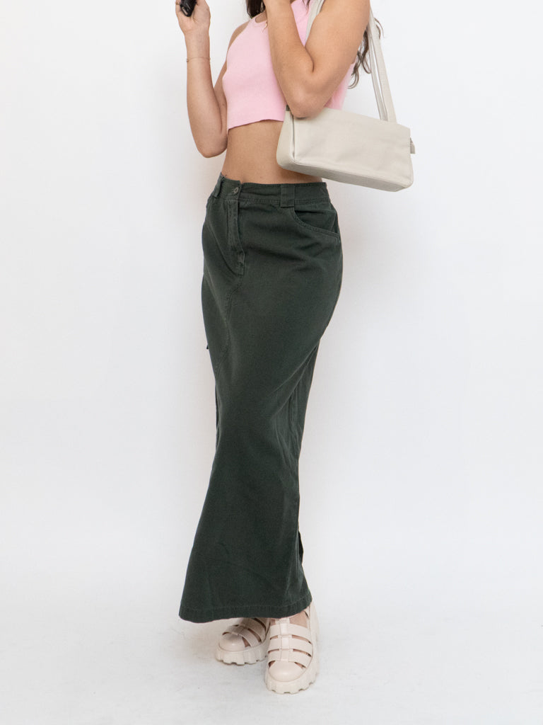 Vintage x Made in Hong Kong x Cotton Forest Green Maxi Skirt (M, L)