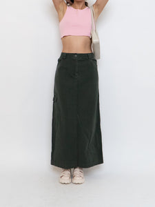 Vintage x Made in Hong Kong x Cotton Forest Green Maxi Skirt (M, L)