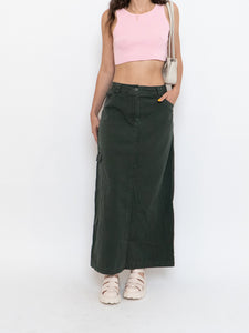 Vintage x Made in Hong Kong x Cotton Forest Green Maxi Skirt (M, L)