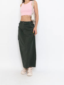 Vintage x Made in Hong Kong x Cotton Forest Green Maxi Skirt (M, L)