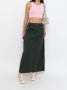 Vintage x Made in Hong Kong x Cotton Forest Green Maxi Skirt (M, L)