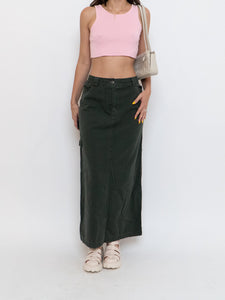 Vintage x Made in Hong Kong x Cotton Forest Green Maxi Skirt (M, L)