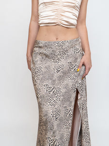 LOVERS AND FRIENDS x Nude Cheetah Satin Skirt (XS-M)