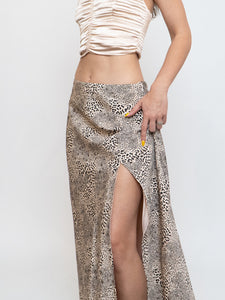 LOVERS AND FRIENDS x Nude Cheetah Satin Skirt (XS-M)