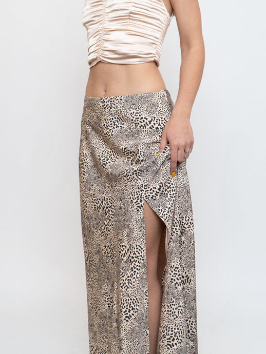 LOVERS AND FRIENDS x Nude Cheetah Satin Skirt (XS-M)
