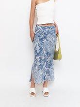 Load image into Gallery viewer, Vintage x Blue Paisley Lined Maxi Skirt (XS-M)