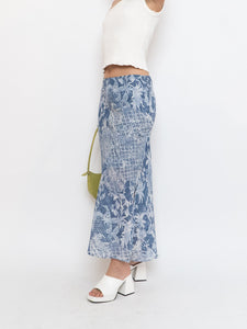 Vintage x Blue Paisley Lined Maxi Skirt (XS-M)