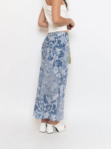 Vintage x Blue Paisley Lined Maxi Skirt (XS-M)