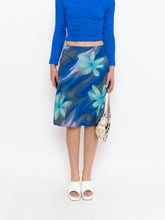Load image into Gallery viewer, Vintage x Made in Canada x Abstract Teal, Blue Floral Skirt (M, L)