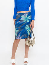 Load image into Gallery viewer, Vintage x Made in Canada x Abstract Teal, Blue Floral Skirt (M, L)