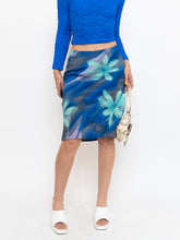 Load image into Gallery viewer, Vintage x Made in Canada x Abstract Teal, Blue Floral Skirt (M, L)