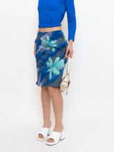 Load image into Gallery viewer, Vintage x Made in Canada x Abstract Teal, Blue Floral Skirt (M, L)