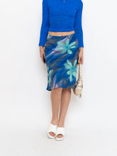 Load image into Gallery viewer, Vintage x Made in Canada x Abstract Teal, Blue Floral Skirt (M, L)