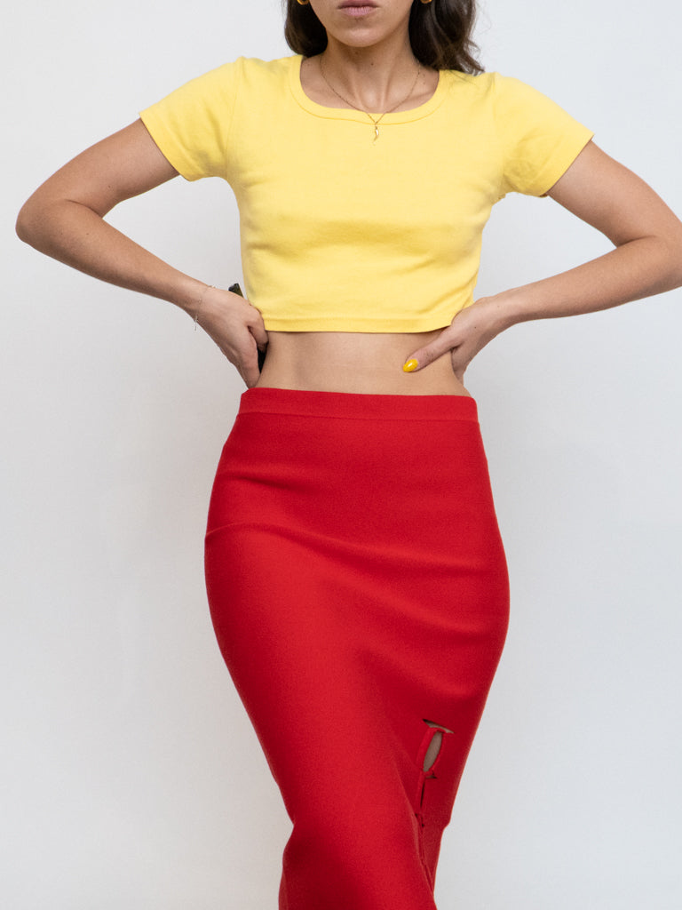 Vintage x Made in Canada x Yellow Crop Tee (XS, S)