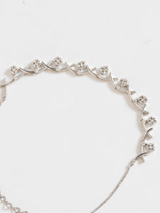 Vintage x Silver "X' Rhinestone Choker Necklace