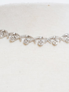 Vintage x Silver "X' Rhinestone Choker Necklace