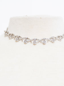 Vintage x Silver "X' Rhinestone Choker Necklace