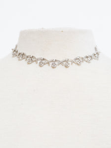 Vintage x Silver "X' Rhinestone Choker Necklace
