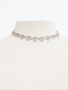 Vintage x Silver "X' Rhinestone Choker Necklace