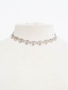 Vintage x Silver "X' Rhinestone Choker Necklace