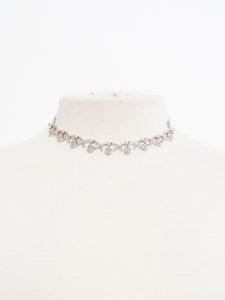 Vintage x Silver "X' Rhinestone Choker Necklace