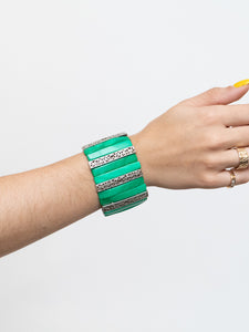 Vintage x Emerald Green Silver Chunky Bracelet