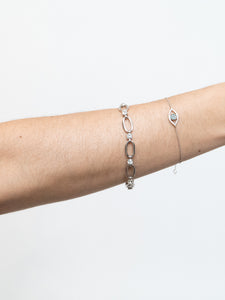 Vintage x Silver Rhinestone Oval Chain Bracelet