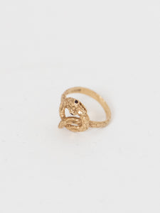 Vintage x 10K GOLD Ruby Red Snake Ring