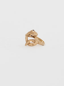 Vintage x 10K GOLD Ruby Red Snake Ring