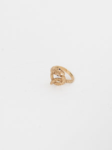 Vintage x 10K GOLD Ruby Red Snake Ring