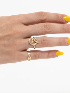 Vintage x 10K GOLD Ruby Red Snake Ring