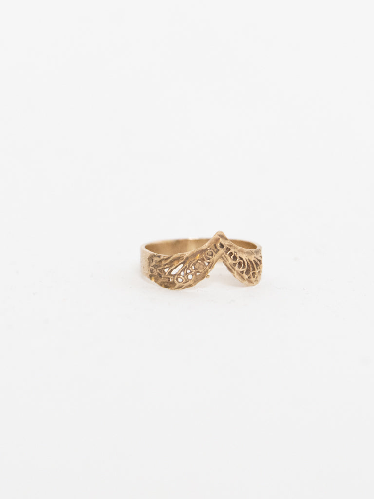 Vintage x 10K GOLD Textured Triangle Ring