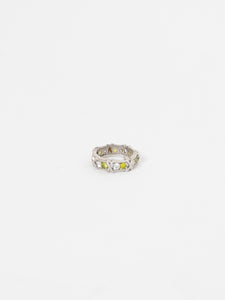 Vintage x 925 Silver Green Rhinestone Ring
